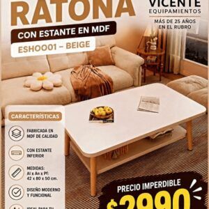 Mesa ratona con estante en MDF