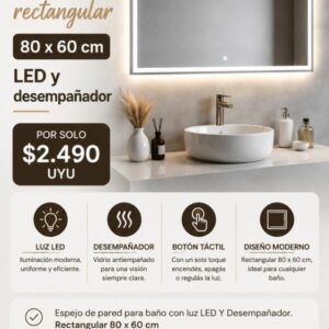 Espejo de baño LED rectangular