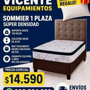 Sommier 1 plaza - super densidad + REGALO