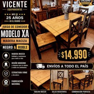 Juego de comedor Modelo XA - madera maciza