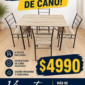 Juego de comedor de caño - 4 sillas