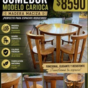 Juego de comedor modelo Carioca - madera maciza
