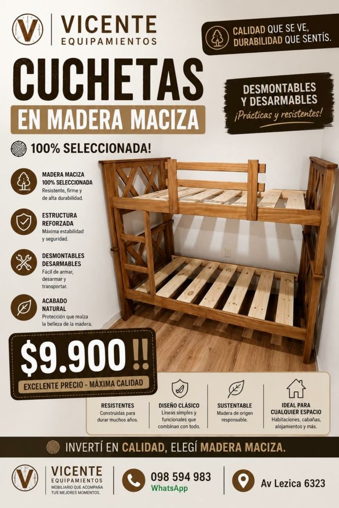 Cuchetas de madera reforzadas